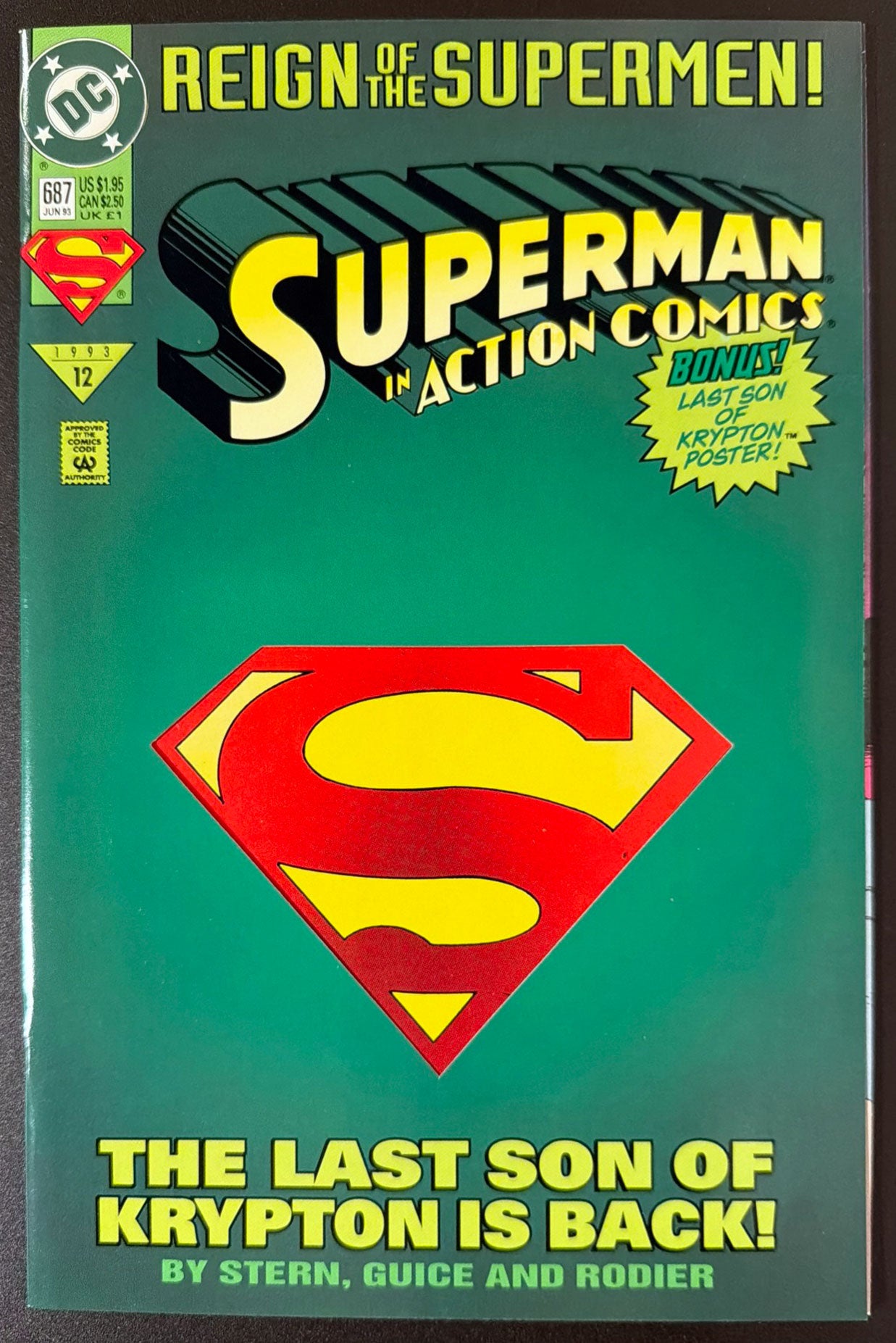 Action Comics Vol. 1 #687 (1993) - Green die-cut (direct) variant