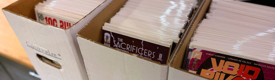 Three longboxes of unread comics